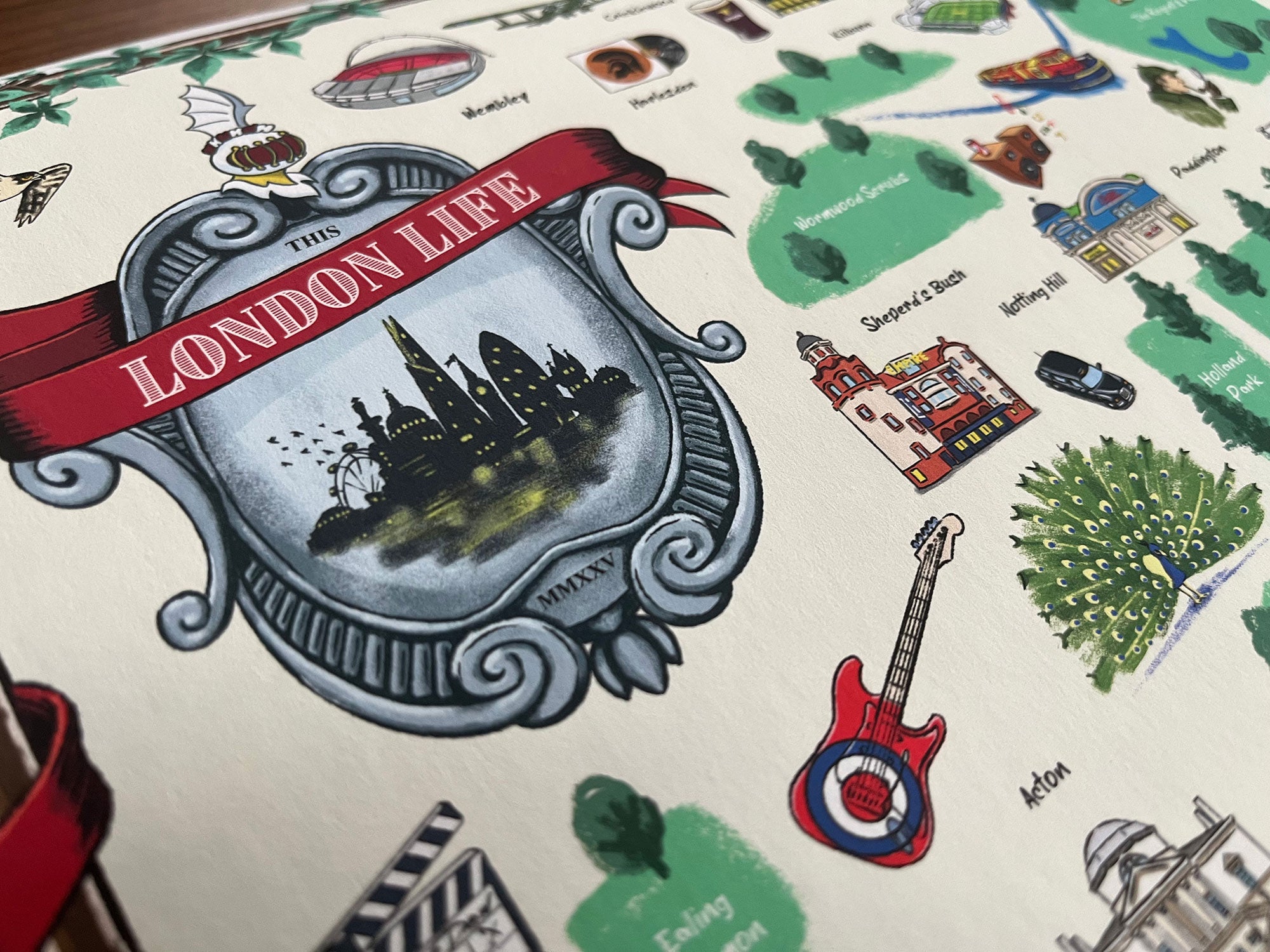 Illustrated map of London – A2 Giclée print (frame available)