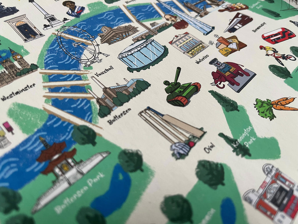 Illustrated map of London – A2 Giclée print (frame available)