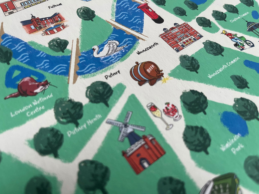 Illustrated map of London – A2 Giclée print (frame available)